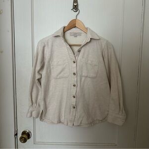 LOFT Off-White Fleece Button-Up Shirt